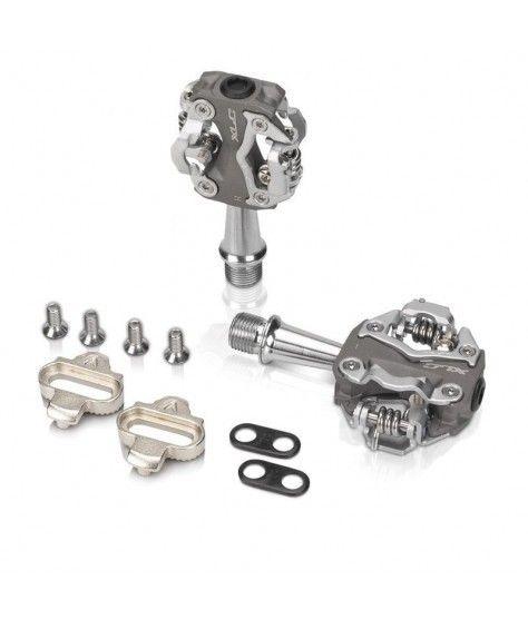 PEDALES AUTOMATICOS MTB BILATERALES ALUMINIO 80x49MM GRIS/PLATA