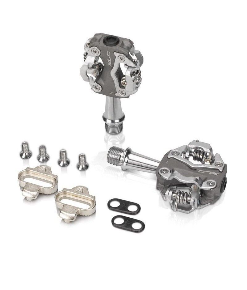 PEDALES AUTOMATICOS MTB BILATERALES ALUMINIO 80x49MM GRIS/PLATA