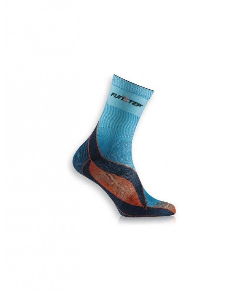 CALCETIN FUNSTEP CONFORT CAÑA MEDIA AZUL/NARANJA RUNNING FS056