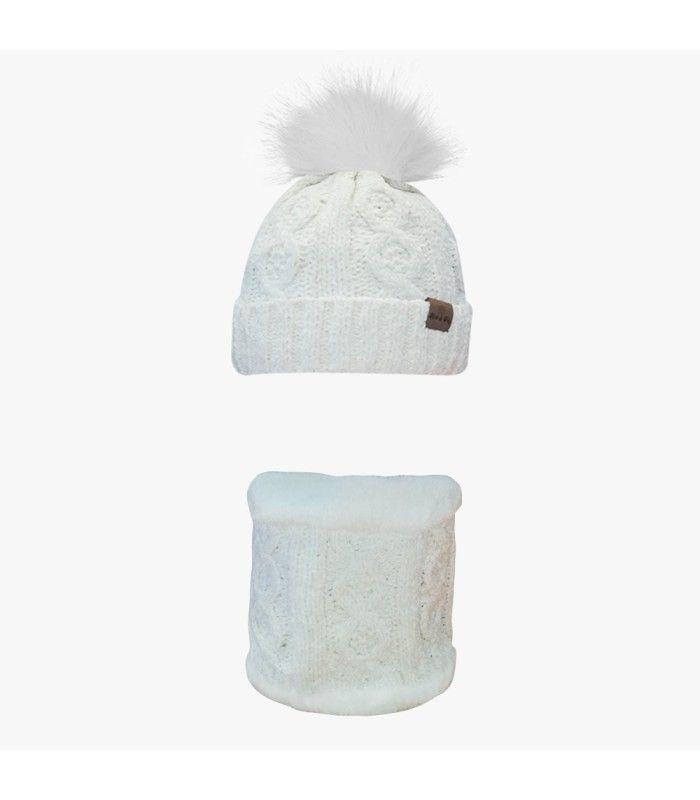 Gorro y Braga Red Fly Candelaria Knitted White