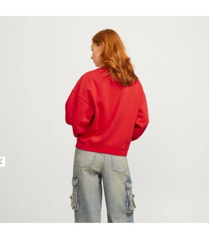 Sudadera Jack & Jones JXcilla RLX LS Print Crew SWT Rojo Mujer