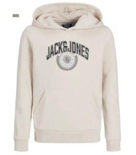 Sudadera Jack & Jones Jjkam Varsity Branding Sweat Hood Junior Beige