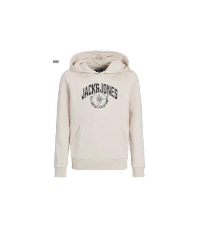 Sudadera Jack & Jones Jjkam Varsity Branding Sweat Hood Junior Beige