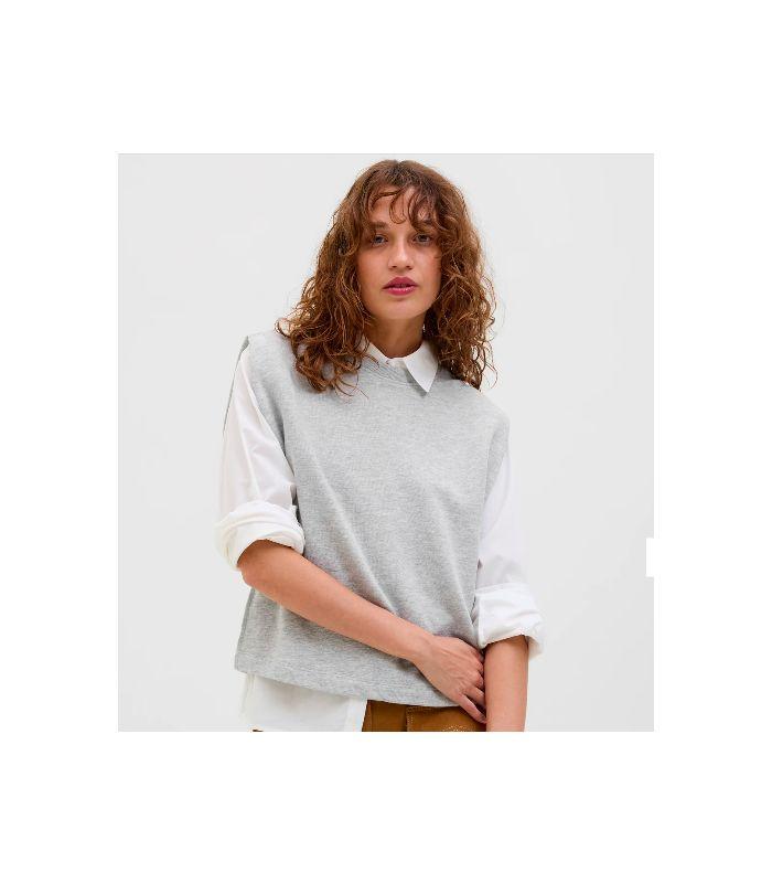 Camiseta Jack & Jones Jxvicky RLX Sleeveless Crew SWT Light Grey Melange Mujer