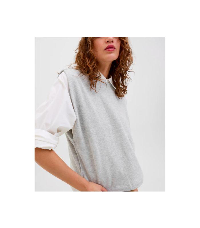 Camiseta Jack & Jones Jxvicky RLX Sleeveless Crew SWT Light Grey Melange Mujer