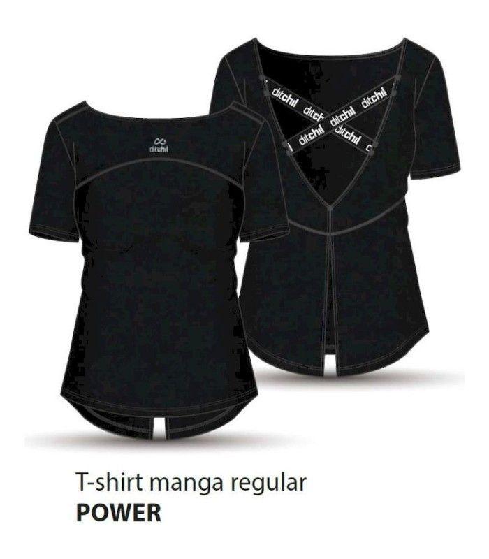 Camiseta Ditchil Power Negro Mujer