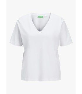 Camiseta Jack & Jones Jxannie Reg Vneck SS Tee JRS Noos Blanco Mujer