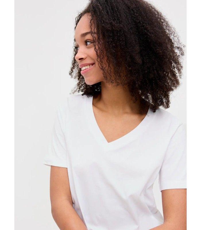 Camiseta Jack & Jones Jxannie Reg Vneck SS Tee JRS Noos Blanco Mujer