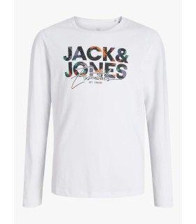Camiseta Jack & Jones JJGeplas Tee LS Crew Neck Junior Blanco