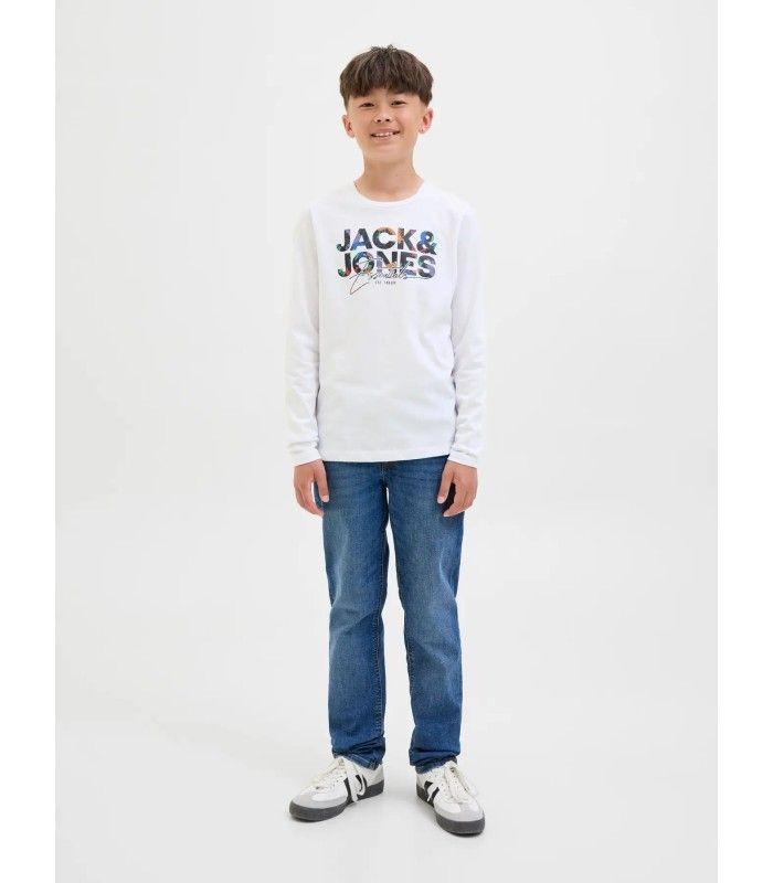 Camiseta Jack & Jones JJGeplas Tee LS Crew Neck Junior Blanco