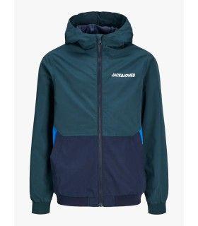 Chaqueta Jack & Jones JJerush Blocking Hood Bomber Noos Junior Verde/Azul