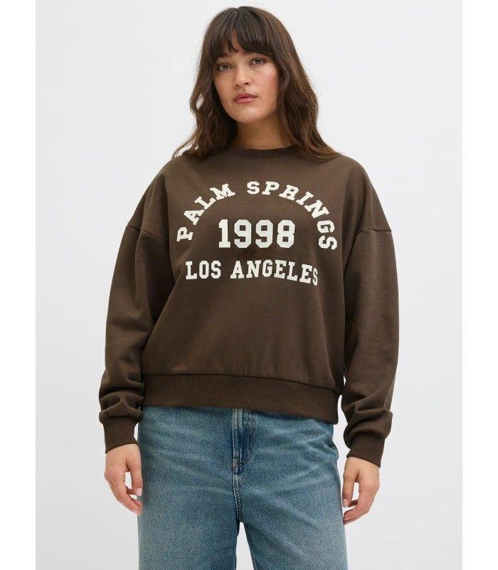 Sudadera Jack & Jones JXMerle RLX Short LS Crew SWT LN Marron Mujer