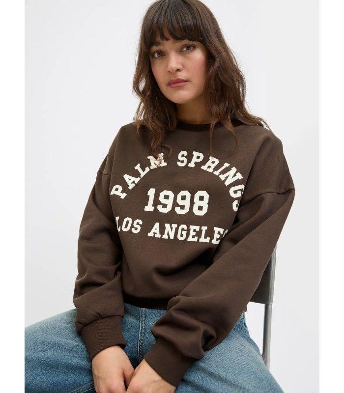 Sudadera Jack & Jones JXMerle RLX Short LS Crew SWT LN Marron Mujer