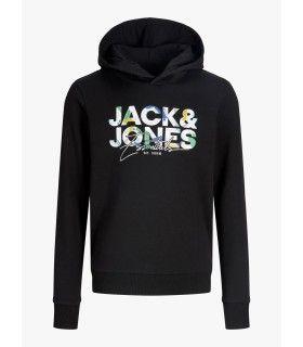 Sudadera Jack & Jones JJGeplas Sweat Hood Junior Gris Negro