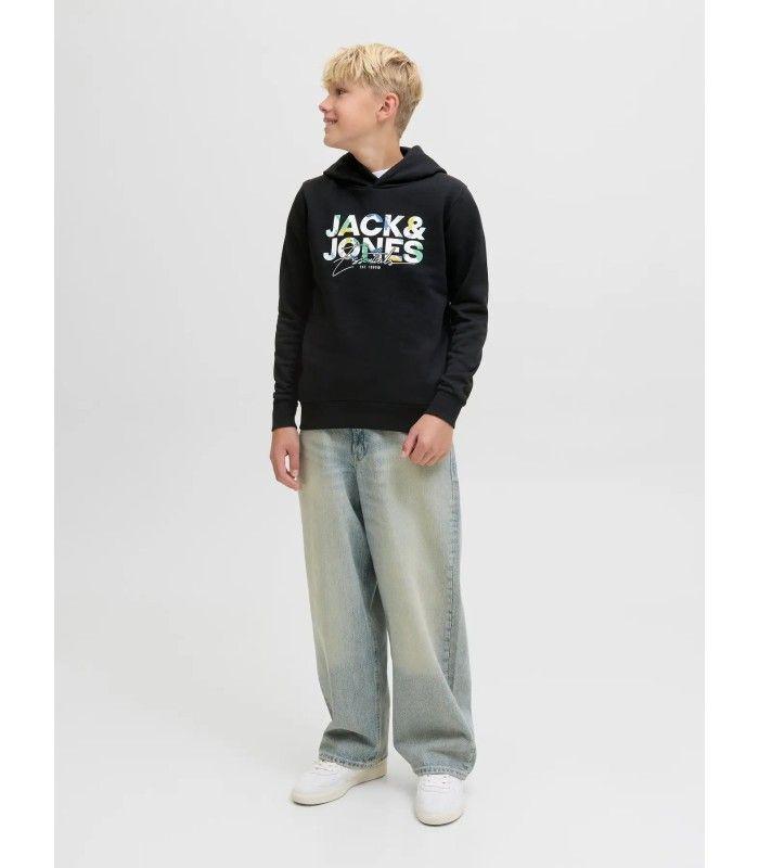 Sudadera Jack & Jones JJGeplas Sweat Hood Junior Gris Negro