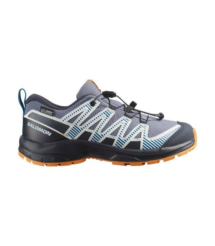 Zapatilla Salomon XA Pro V8 WP J Niño Grisaille/Dark Blue/Turmeric