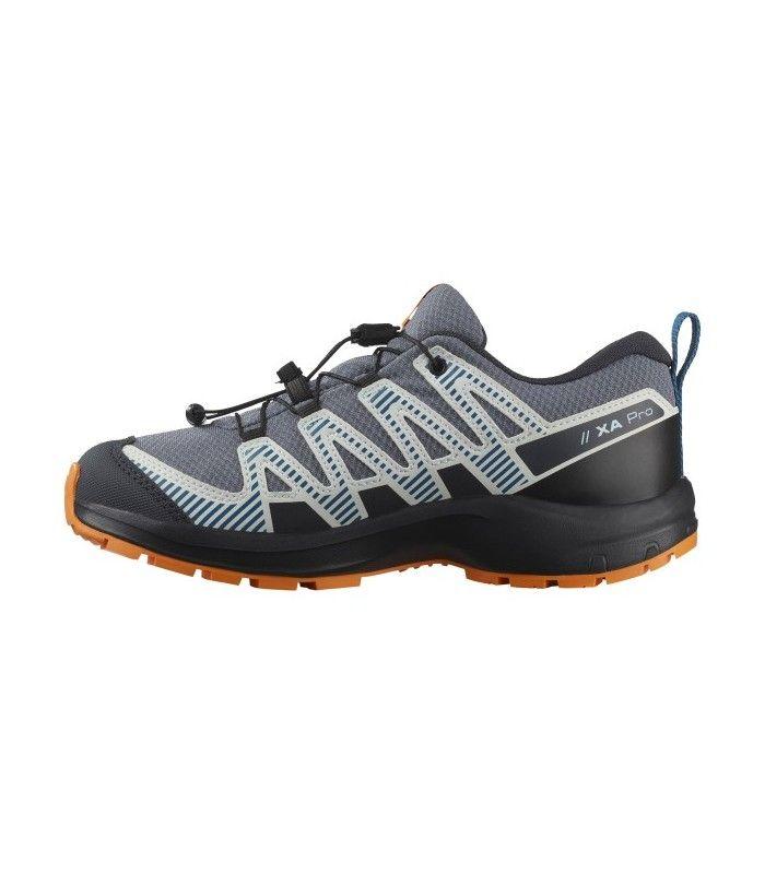 Zapatilla Salomon XA Pro V8 WP J Niño Grisaille/Dark Blue/Turmeric