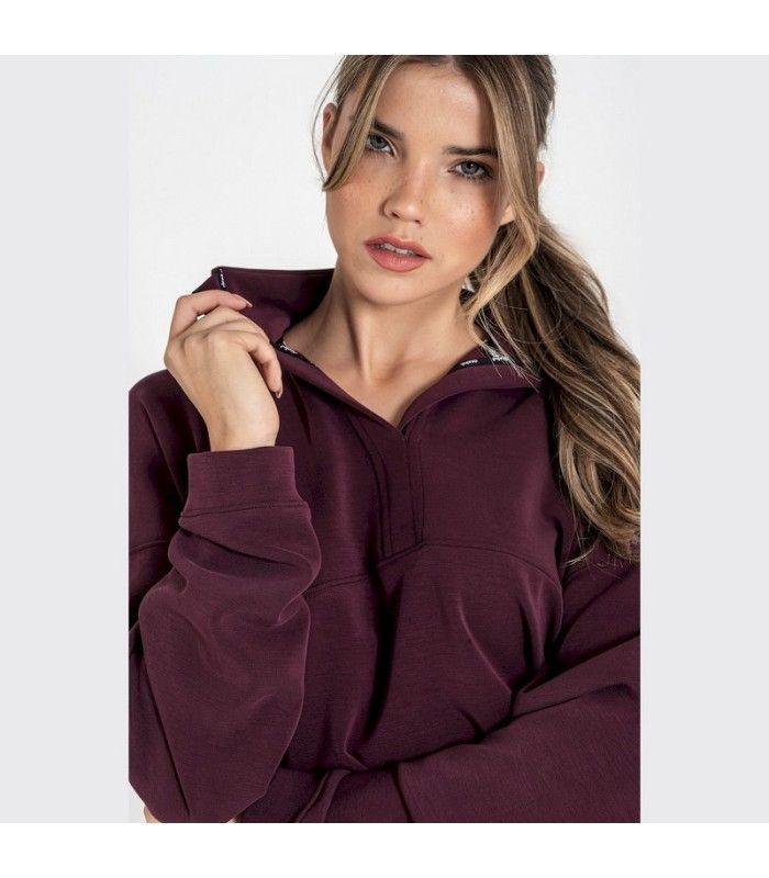 Sudadera Ditchil Half Neck Nebulara Rojo Cabertnet Mujer