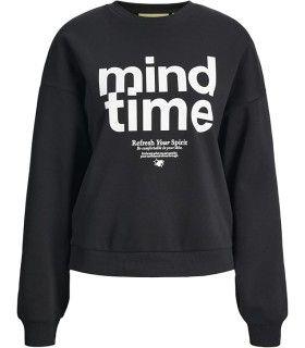 Sudadera Jack & Jones JXMimi RLX LS Print Crew SWT Mujer Black