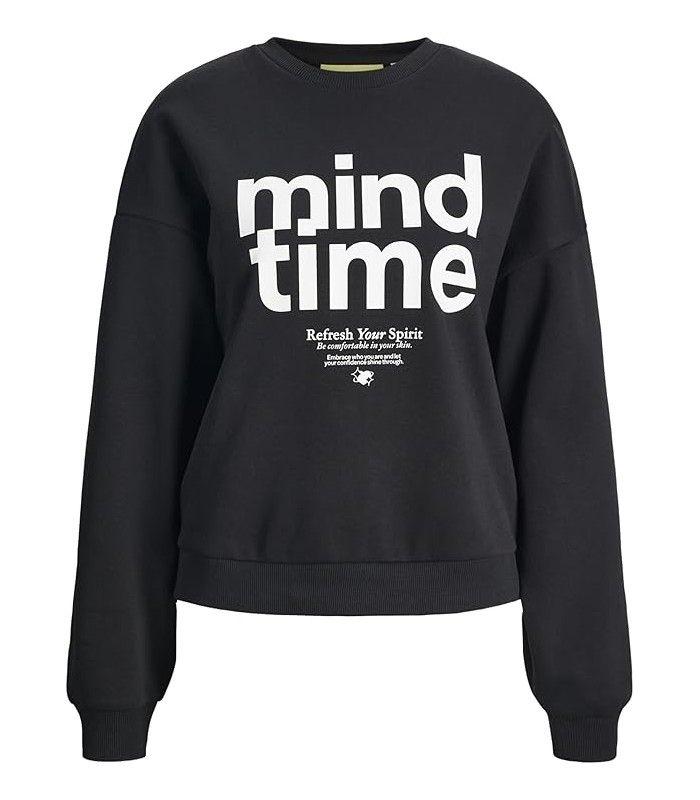 Sudadera Jack & Jones JXMimi RLX LS Print Crew SWT Mujer Black