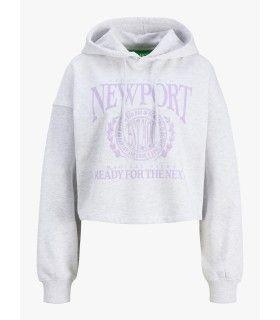 Sudadera Jack & Jones JXMerle RLX Short Hood SWT White Melange Mujer