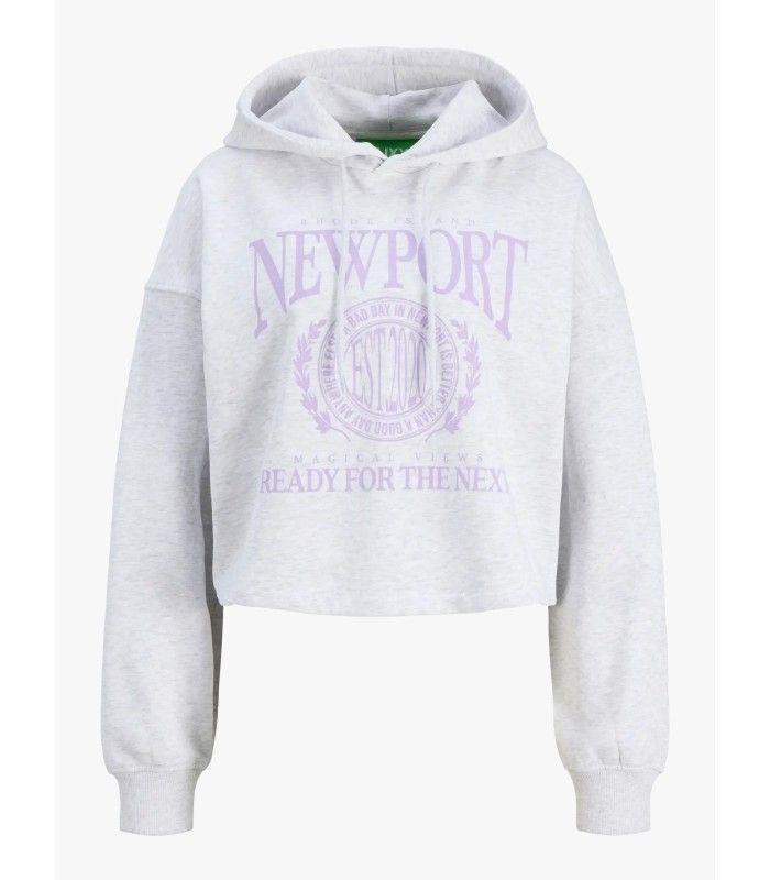 Sudadera Jack & Jones JXMerle RLX Short Hood SWT White Melange Mujer