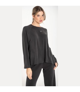 Camiseta Ditchil Longsleeve Ethereal Relax Negro Mujer