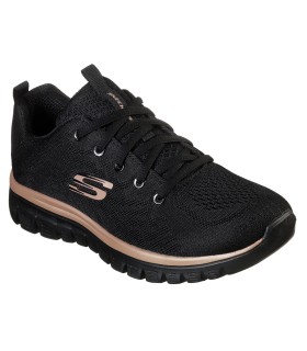 Zapatilla Skechers Graceful Get Connected Black Gold Mujer