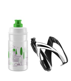 Bidon + Portabidon Elite Ceo Negro Jet Transparente Verde