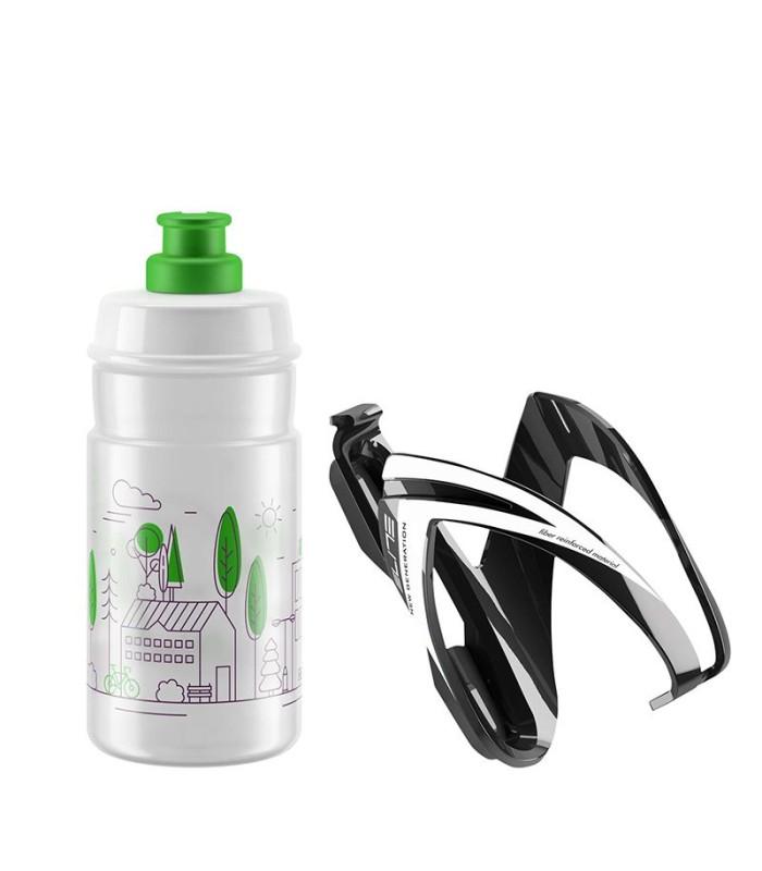 Bidon + Portabidon Elite Ceo Negro Jet Transparente Verde