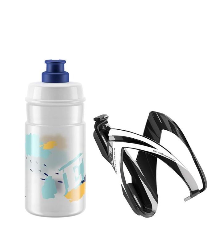 Portabidon + Bidon Elite Ceo Negro Bote Transparente