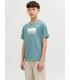 Camiseta Jack & Jones Jcofusion Dots Print Tee SS CN SN Junior Aqua Gray