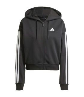 Sudadera Adidas W 3S FT FZ HD Mujer Negro Blanco