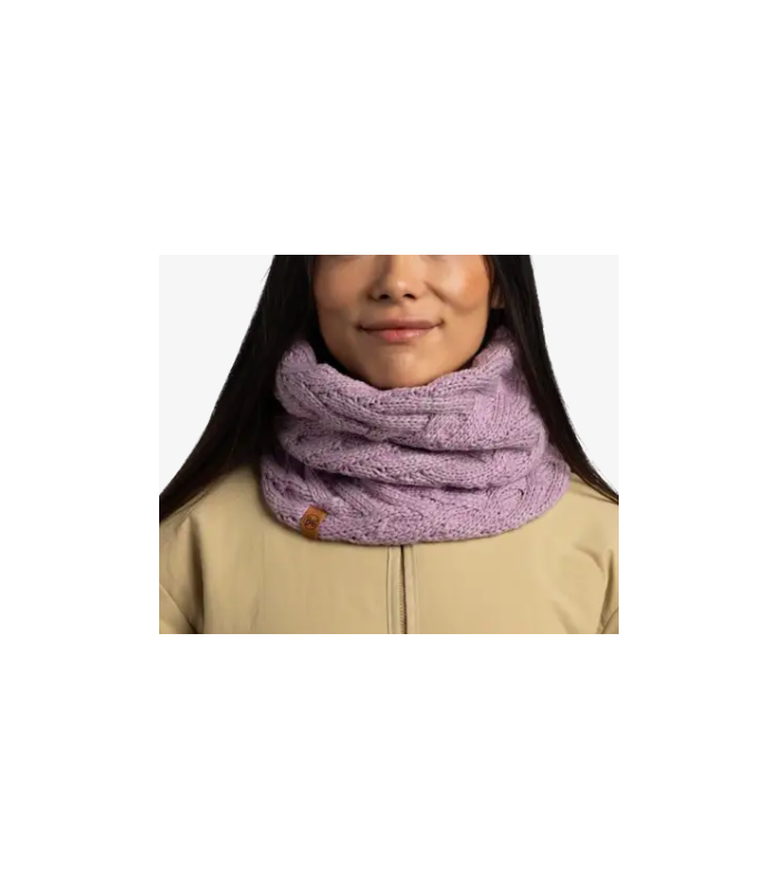 Buff Knitted & Fleece Neckwarmer Caryn Lilac Ice