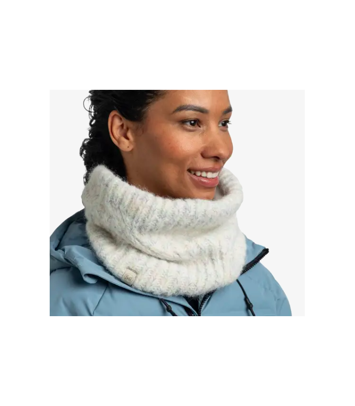 Buff Knitted & Fleece Neckwarmer Eyla White