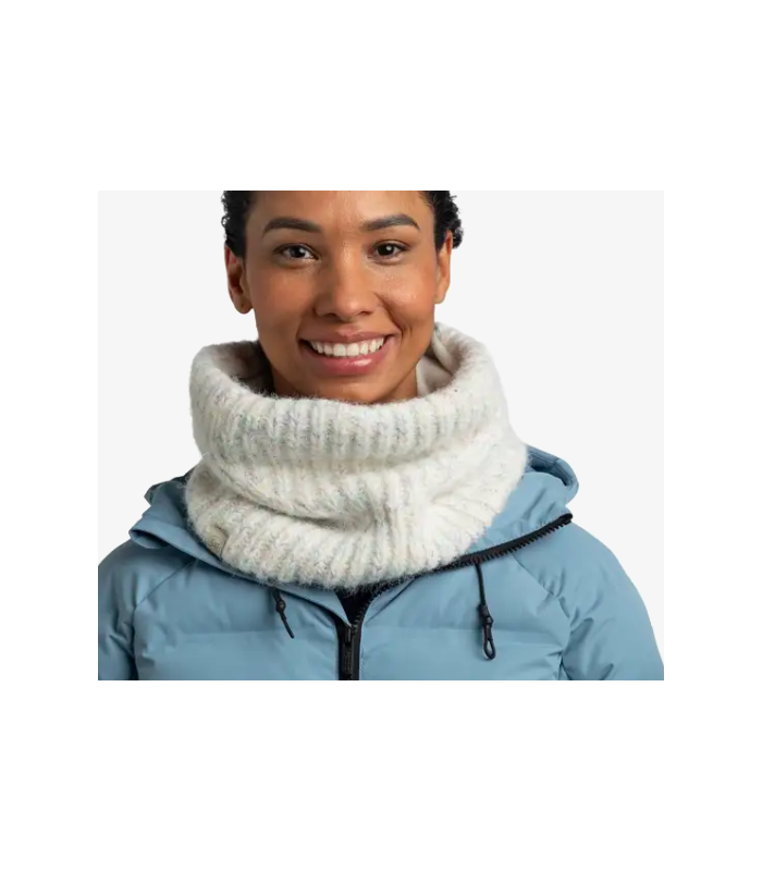Buff Knitted & Fleece Neckwarmer Eyla White