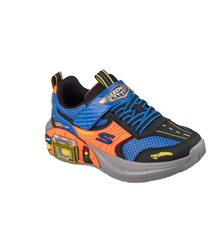 Zapatilla Skechers Garage Negro Azul Naranja Junior