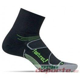 Calcetín Feetures Elite Light Cushion Quarter Black-Reflector M (39-42)